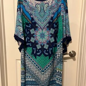 Sandra Darren Blue and Green Paisley Dress